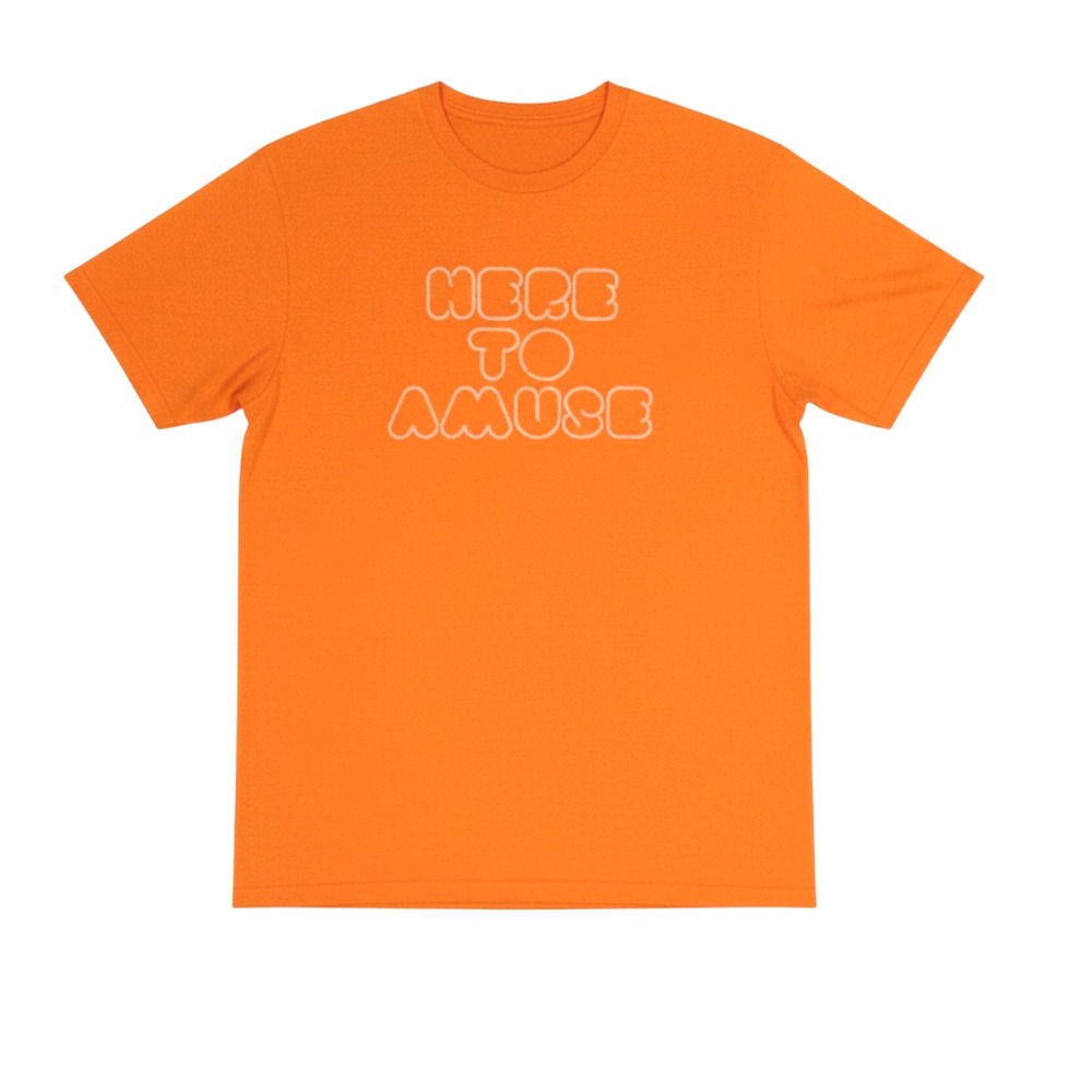 AERIE Women's ORANGE Jersey Knit HERE TO AMUSE Distressed Trim T-SHIRT Sz M